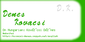 denes kovacsi business card